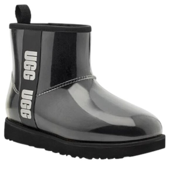 UGG Classic Clear Mini Boot - Black - Sheepskin Lined - Size 7 - Picture 2 of 9